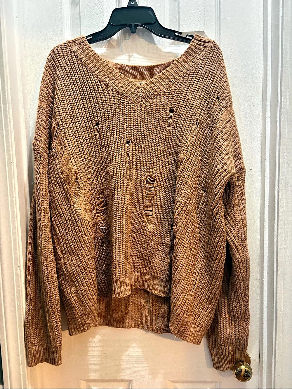 HENDI USA Distressed Knit Sweater in Brown Size M/L